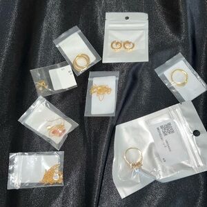 Gold Tone Mixed Jewelry Set - Assorted Rings & Earrings